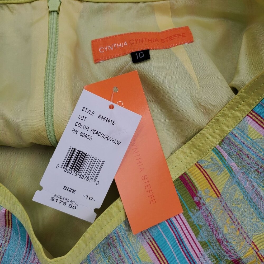 Cynthia Steffe Skirt Womens Size 10 Yellow Stripe Paisley Floral New - Picture 10 of 11